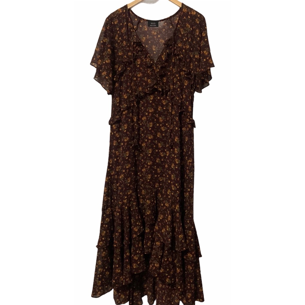 VICI Floral Ruffle Maxi Dress Size XL